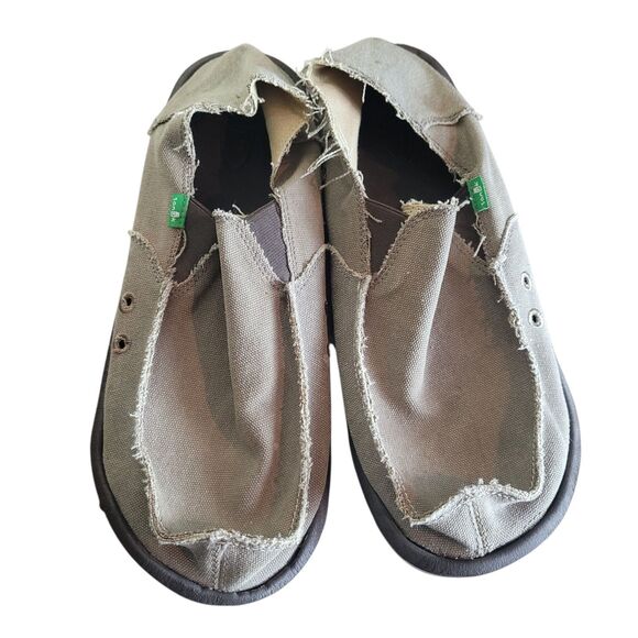 Sanuk Vagabond Slip On Sidewalk Surfers Shoes Men's Size 13 Tan Canvas Casual - Picture 1 of 6